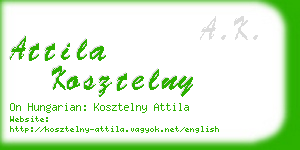 attila kosztelny business card